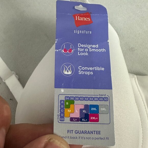 Hanes DreamWire Signature Bra Smooth Look Underwire Convertible Straps Size S - Picture 4 of 7